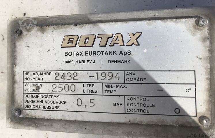 Horizontal stainless steel tank Botex Denmark
