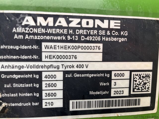 Pflüge Amazone Tyrok 400 V 7+0 100