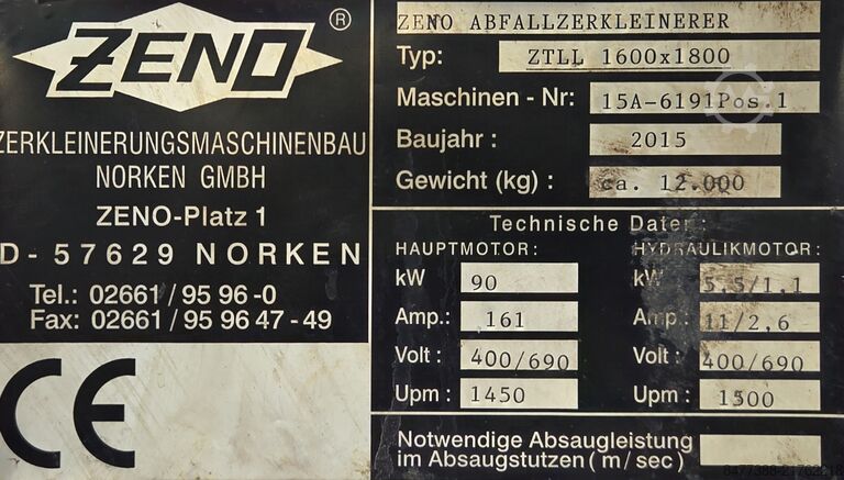Shredder for hollow bodies, pallets, etc. ZENO ZTLL 1600x1800