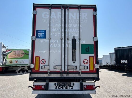 Low loader semitrailer SCHMITZ SCB S3B SKO24, KüHLAUFLIEGER, TK SLXE 400, LIFTACHSE, FLEISCHBAHNEN