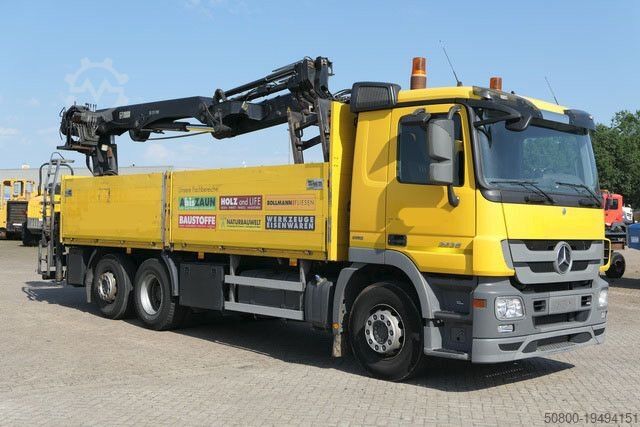 Flatbed truck MERCEDES-BENZ 2536 L Actros 6x2, Hiab 211DL-4PRO, Klima, AHK