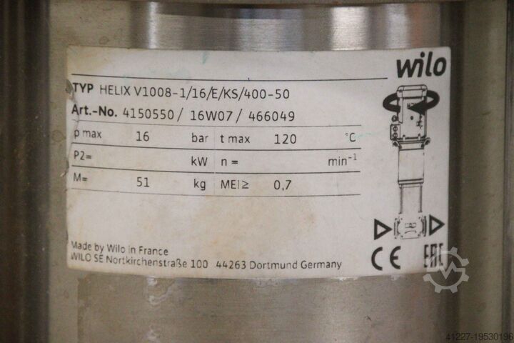 Kreiselpumpe 3 kW WILO Helix V1008-1/16/E/KS/400-50