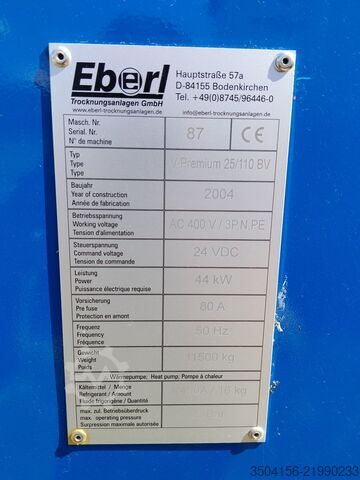 Vakuumtrockner EBERL Trocknungsanlagen V-Premium 25/110 BV