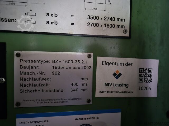 Double-column drawing press Müller BZE1600-35.2.1