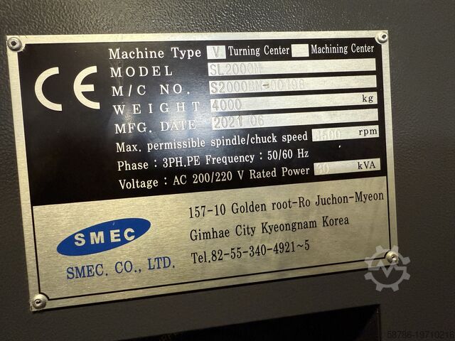 CNC lathe SMEC SL2000M