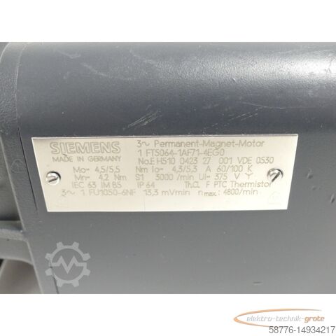 Siemens motor Siemens 1FT5064-1AF71-4EG0 SN:EH510042327001 generalüberholt mit 12 Monaten Gewährleistung!-