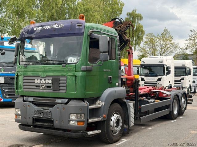 Roll-off tipper truck MAN TGA 26.320 Kran PK16502 Funk Greiferhydraulik