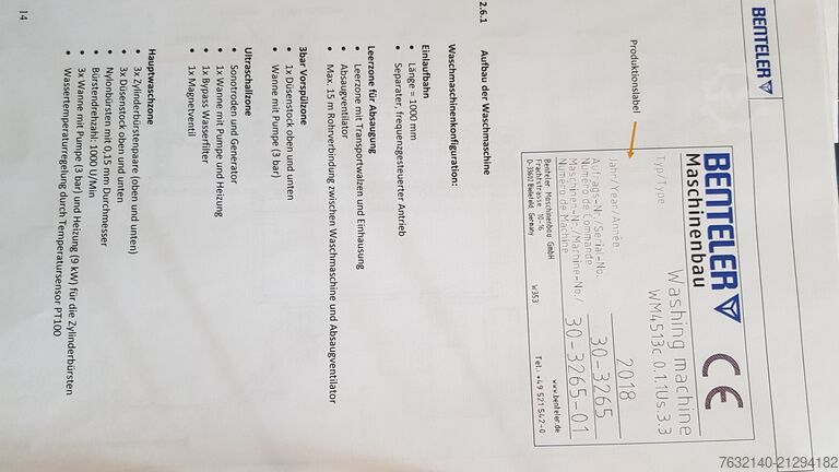 Waschmaschine Benteler Maschinenbau Waschmaschine WM4513c mit US