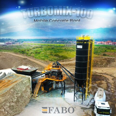 Mobile Betonmischanlage - Lager FABO Mobile Concrete Batching Plant TURBOMIX-100