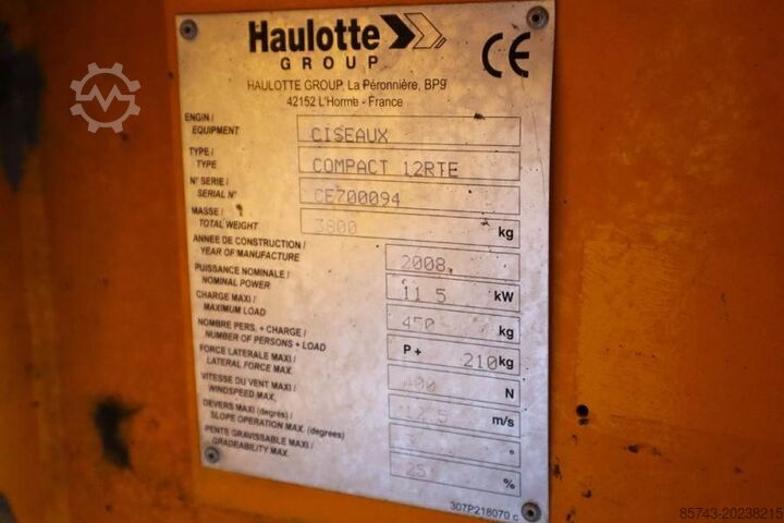 Scissor lift Haulotte Compact 12RTE Electric, 12m Working Height, 450kg
