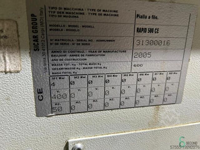 Abrichtbobelmaschinen Sicar Rapid 500 2005 Sicar Rapid 500