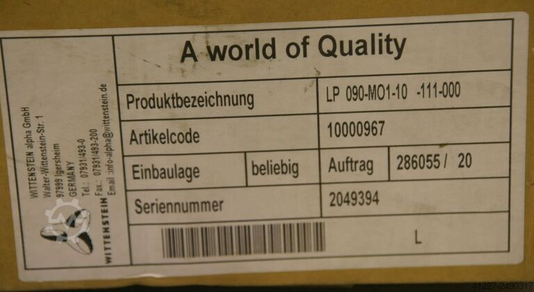 Planetary gear 1:10 Wittenstein LP 090-M01-10-111-000