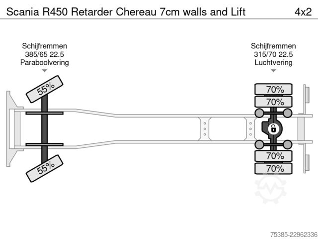 Refrigerated/frozen transport Scania R450 Retarder Chereau 7cm walls and Lift