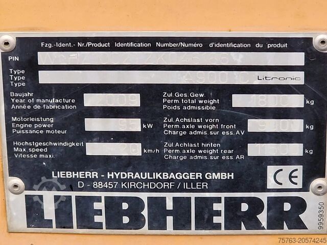 Wheel excavator Liebherr A900C - 95 KW - Central Greasing -