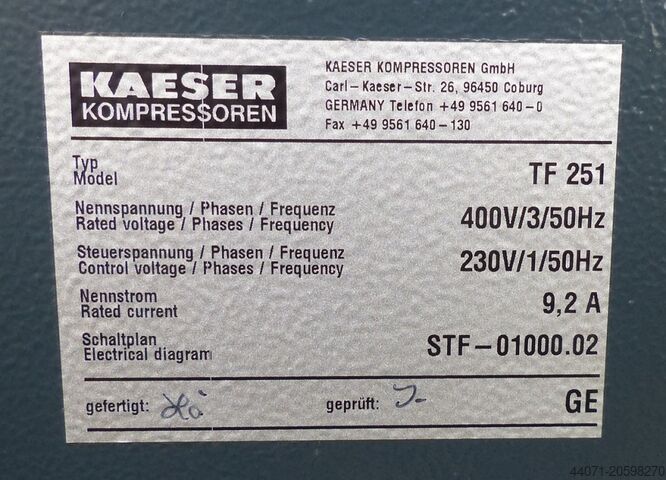 Compressed Air Refrigeration Dryer TF251 Kaeser TF251