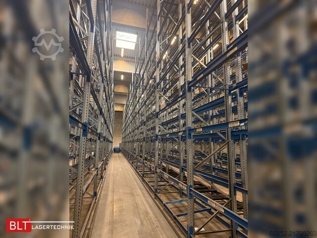 Heavy-duty rack, industrial shelving, high-bay rack SSI Schäfer PR600 – 101 lfm | Höhe 7,50 Boden + 4 Ebenen | Fachlast bis 3500 kg