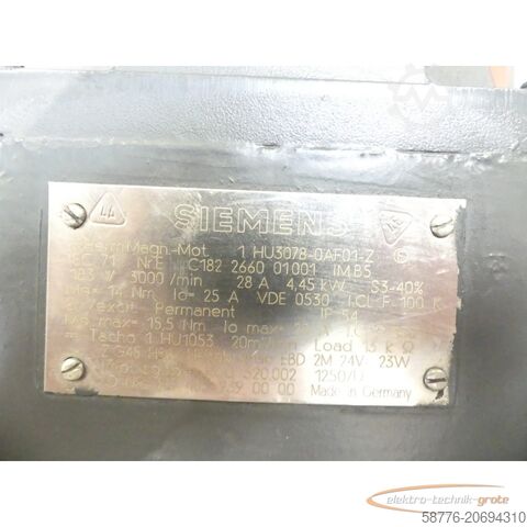 Control unit Siemens 1HU3078-0AF01 -Z Z=G45 Permanent Magnet Motor SN: EC182266001001