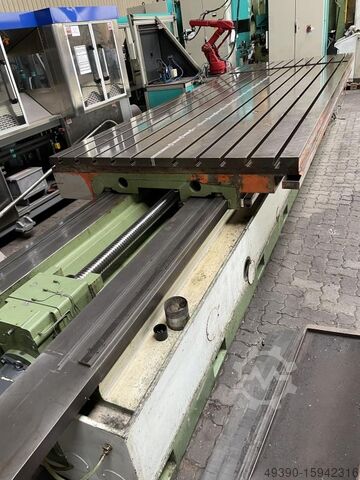 Tischeinheit von einer Portalfräsmaschine; Aufspannplatte mit T-Nuten aus Stahlguß-Grauguß, Tischein DROOP & REIN