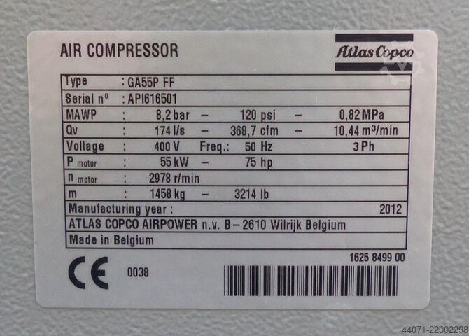 Screw compressor GA55+FF Atlas Copco GA55+FF