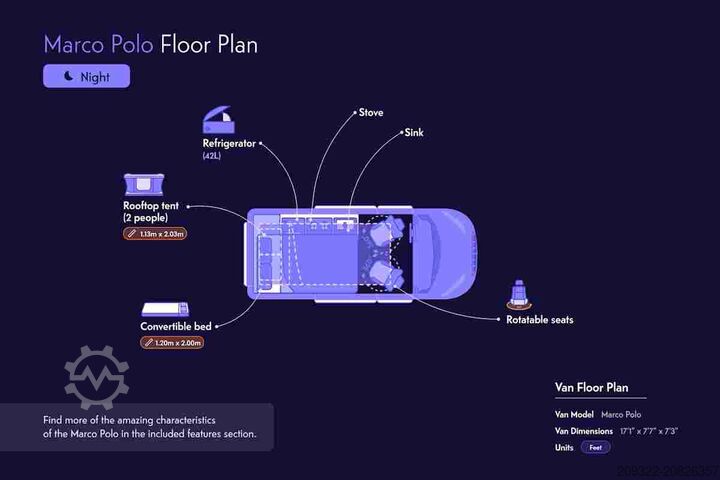 Kastenwagen Wohnmobil / Campervan Mercedes Marco Polo 250d | Camper | 2 Posti Letto | Cucina