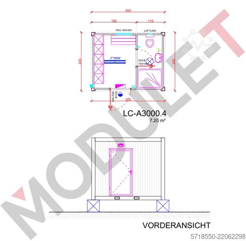 Bathroom container Umkleidecontainer / WC / Duschcontainer 3,00×2,40m