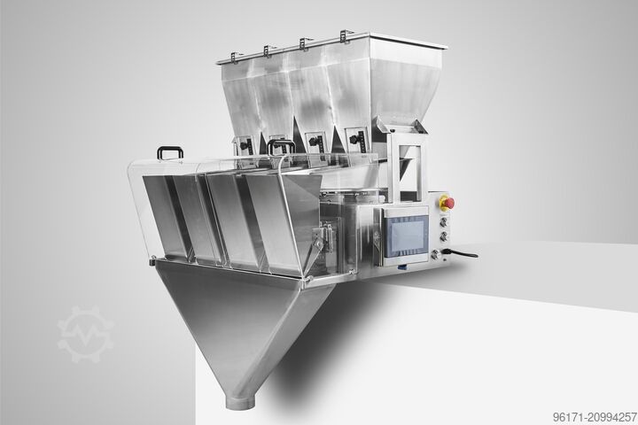 Weighing & filling machine Impuls Packaging Linear Vibrations-Waage Vierkopf