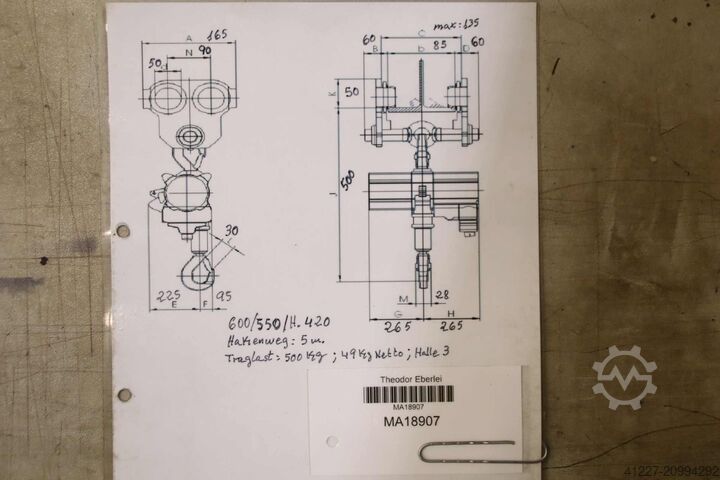 Chain hoist with chassis 500 kg Stahl T 302 L