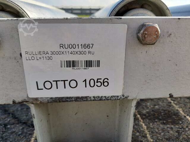 Roller conveyor 3000x1140x300, roller length 1130 mm  