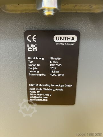 Wood shredder Untha LR 630