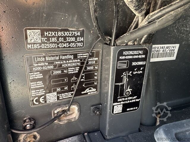 Linde H20D-02/600 Duplo 345 Sideshift / Fork positioner / Air conditioning 2018 VW Diesel 6240 hours LINDE H20D-02/600 Duplo 345 Sideshift /  Vorkversteller / Airco 2018 VW Diesel 6240uur