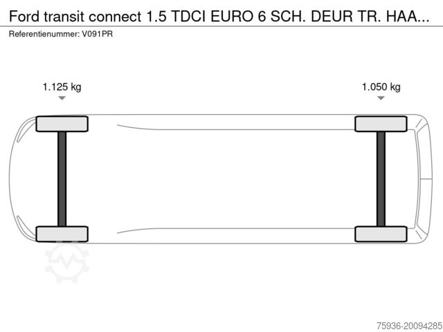 Box van Ford transit connect 1.5 TDCI EURO 6 SCH. DEUR TR. H...