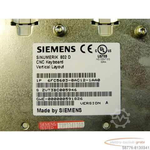 Component Siemens 6FC5603-0AC12-1AA00 CNC Keyboard 802D - ! -