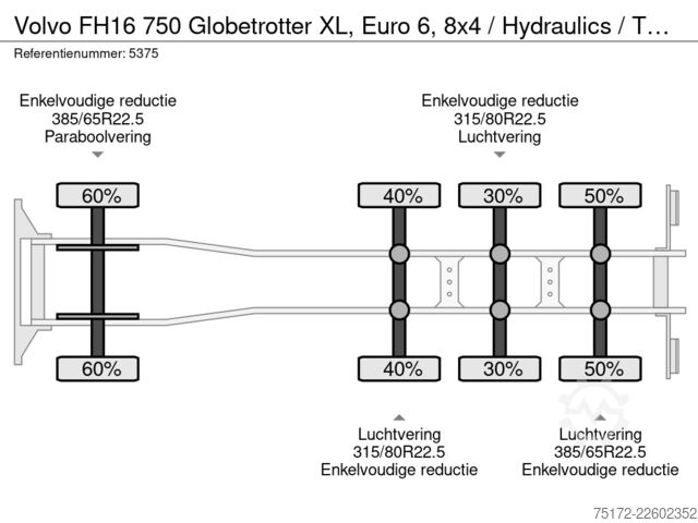 Holztransporter Volvo FH16 750 Globetrotter XL, Euro 6, 8x4 / Hydraul...