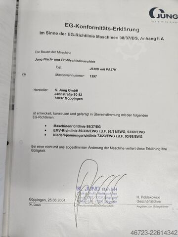Flachschleifmaschine K. Jung GmbH J 630-D