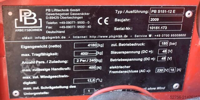 Scissor lift PB Lifttechnik S151-12E