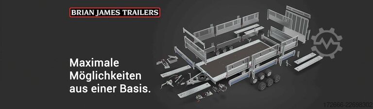 Flatbed trailer Brian James Trailers CONNECT 476-5522-35-3-12 | TRIDEM 550X229CM 3500KG HOCHLADER | SCHWARZ
