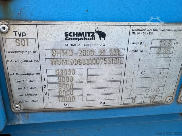 Schiebeplanen Schmitz Cargobull 3-Asser / Lift Axle / Kooiaap / NL Trailer