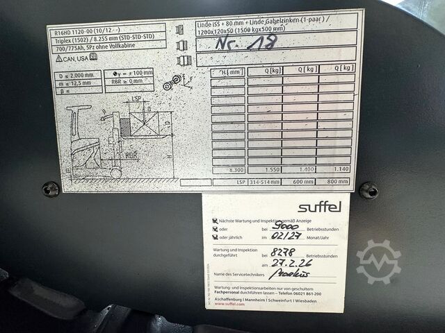 S+UVV 09/27 3rd + 4th inspection, electric, 8,479 operating hours Linde R 16HD
