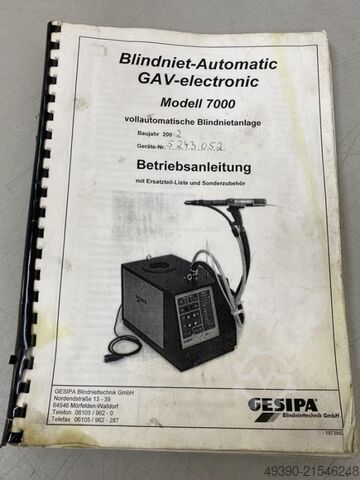 Vollautomatische Blindnietmaschine, Nietautomat Blindnietautomat ; Nietgerät mit Zuführanlage GESIPA GAV 7000