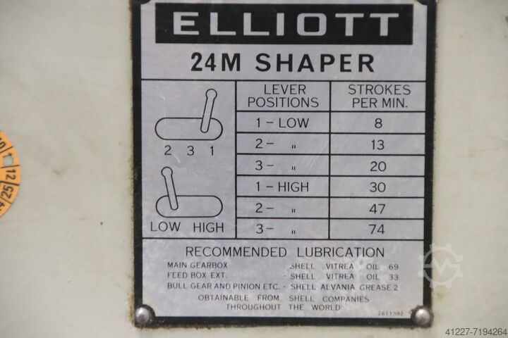 Horizontal slotting machine Elliott 24M SHAPER