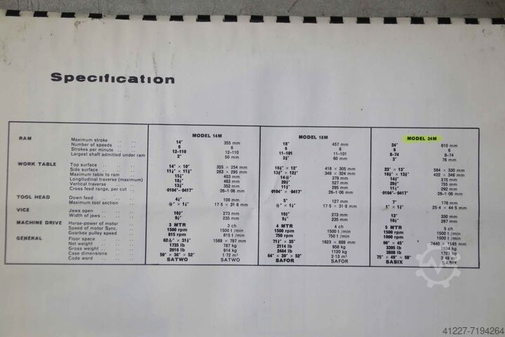 Horizontal slotting machine Elliott 24M SHAPER