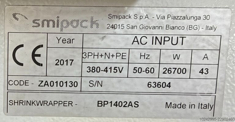 Film sealing machine Smipack BP1402AS