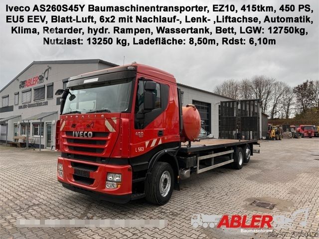 Car carrier truck IVECO AS260S45Y Baumaschinentransporter Rampe Retarder