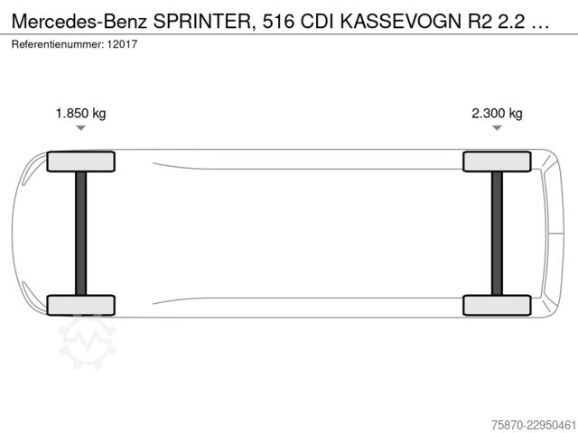 Panel van Mercedes-Benz SPRINTER, 516 CDI KASSEVOGN R2 2.2 BLuetec