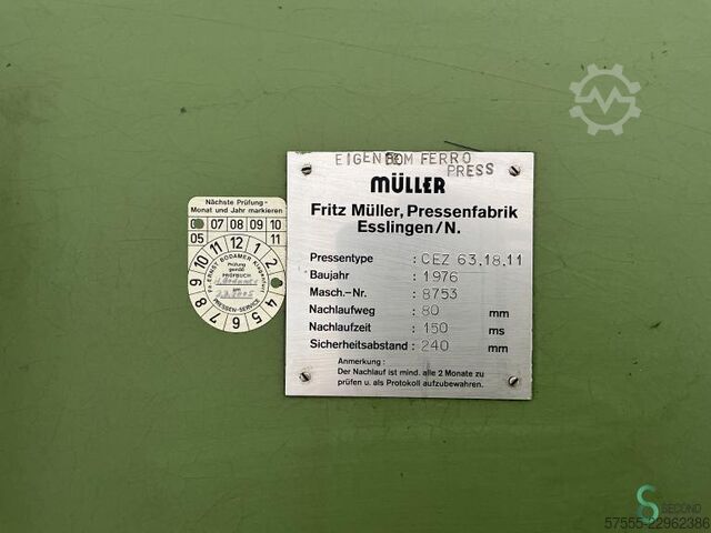 Hydraulic presses  Müller CEZ 63.18.11 1976 Müller CEZ 63.18.11
