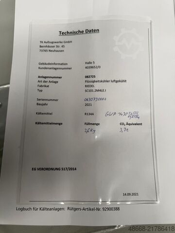 Kaltwasser Rückkühler Wasserkühler Riedel SC 101.2M4LE.I