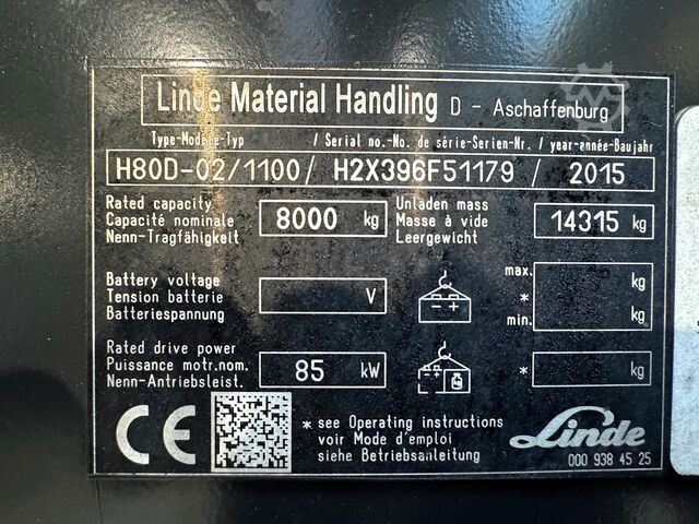 UVV 05/2027, 3rd and 4th valve, diesel, 12,091 operating hours Linde H 80D-02/1100