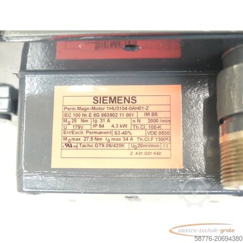 Control unit Siemens 1HU3104-0AH01 - Z Perm.-Mag.-Motor SN: E8G863902110001 generalüberholt mit 12 Monaten Gewährleistung