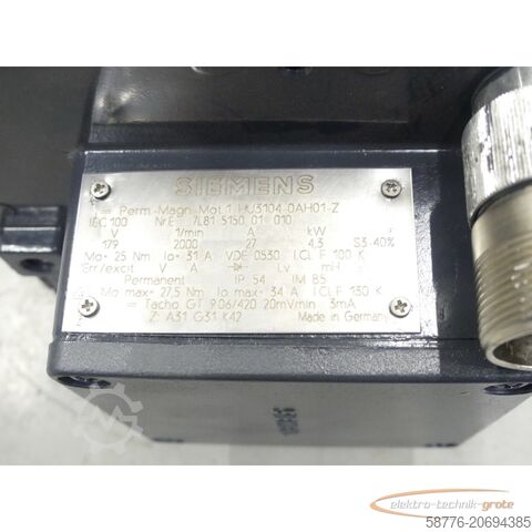 Control unit Siemens 1HU3104-0AH01 - Z SN:E7L81515001010 generalüberholt mit 12 Monaten Gewährleistung! -