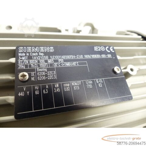 Control unit Siemens 1LE1001-1AB59-0FB4 - Z Motor SN: 1858351001001 - ! -